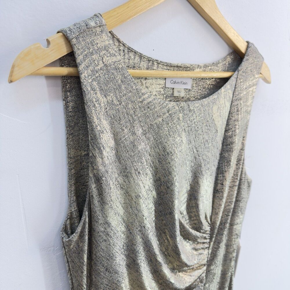 NWT Calvin Klein Women Size 10 Metallic Gold Round Neck Sleeveless - Picture 6 of 17